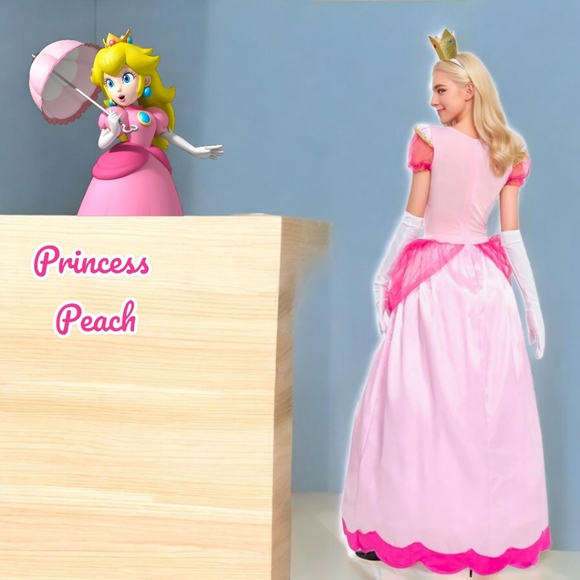 Women's Princess Peach Cosplay, Various Sizes, New - Picture 4 of 13